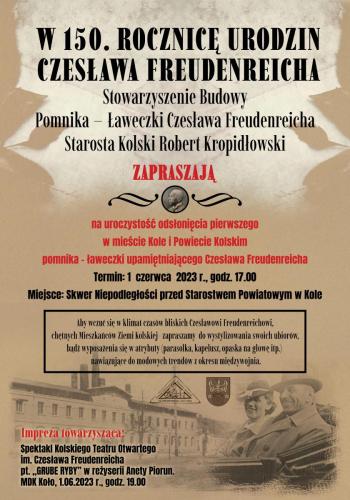Uroczyste odsłonięcie pomnika - ławeczki upamiętniającego Czesława Freudenreicha 01.06.2023